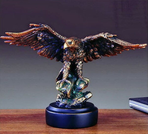 Eagle on Rocks Statue Wings Open Boy Scouts of America Trophies
